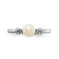 thumbnail image 4 of 14K White Gold Ring Band Pearl Freshwater Diamond Round, Size 5, 4 of 5