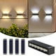 thumbnail image 1 of Paquete de 4 lámparas de pared solares | Lámpara LED de luz solar para exteriores | Bañador de pared impermeable moderno | Arriba Abajo Aplique para porche patio jardín patio | Fácil de instalar, 1 of 9