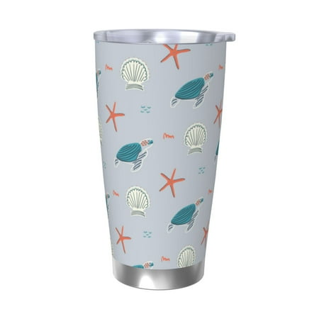 

Qekee Turtles And Shells Print 20OZ Car Cup Stainless Steel Vacuum Insulated Tumbler Tumbler Cup With Lid And Straw Travel Coffee Mug-Without Straw