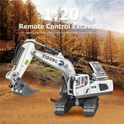 UNO1RC NM60292 Remote Control Excavator Construction Toys 1 by 20 11CH RC Digger Tractor - White