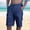 Navy, variant on Mens Cotton Linen Shorts Casual Elastic Waist Drawstring Lightweight Summer Beach Cargo Shorts with Multi Pocket Big and Tall Size M-3XL White