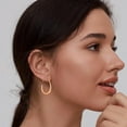 thumbnail image 3 of CFIOZYOS  Drop Hoop Earrings - 14K Gold Plated Oval Pull Through Design, 3 of 10