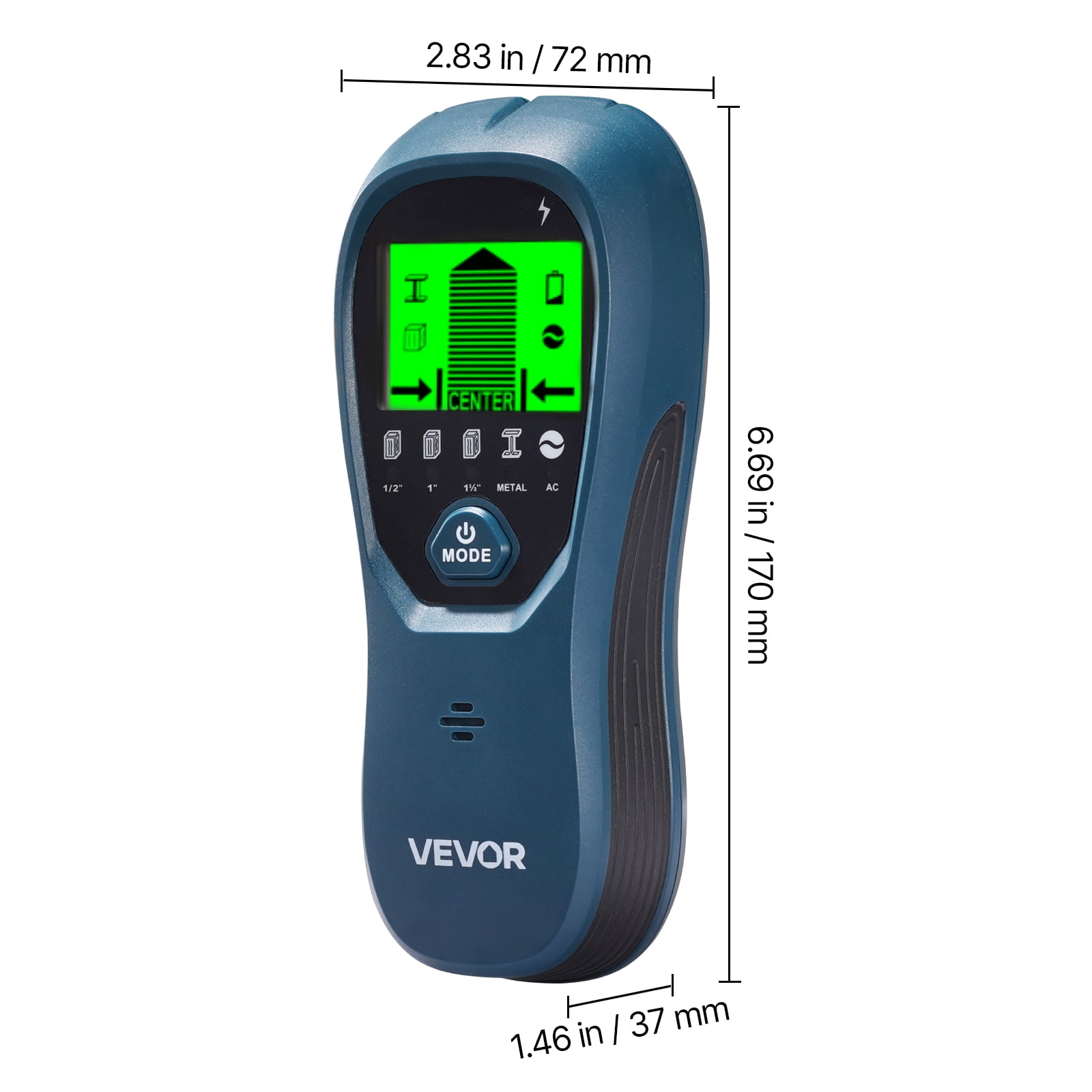 VEVOR Stud Finder Wall Scanner, 5 in 1, Electronic Wall Stud Detector with Smart Sensor, High-Definition LCD Display and Audio Alarm, for the Center and Edge of Metal, AC Wire, Joists, Pipes, Blue