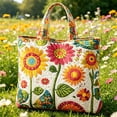 thumbnail image 2 of Quilted Tote Bag Fashion Pattern Design Embroidered Large Capacity Soft Shoulder Handbag Portable Casual Purse For Women Daily Shopping Office Travel Use, 2 of 8