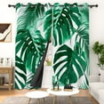 thumbnail image 3 of Lfeey Blackout Curtains, Tropical Leaf Print Grommet Curtains, Light Blocking for Room, Green, 63 Inch Long, 2 Panels, 3 of 6