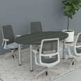 thumbnail image 2 of 4 Person Powered Oval Shaped Conference Table  Post Legs 6'x4', 2 of 8