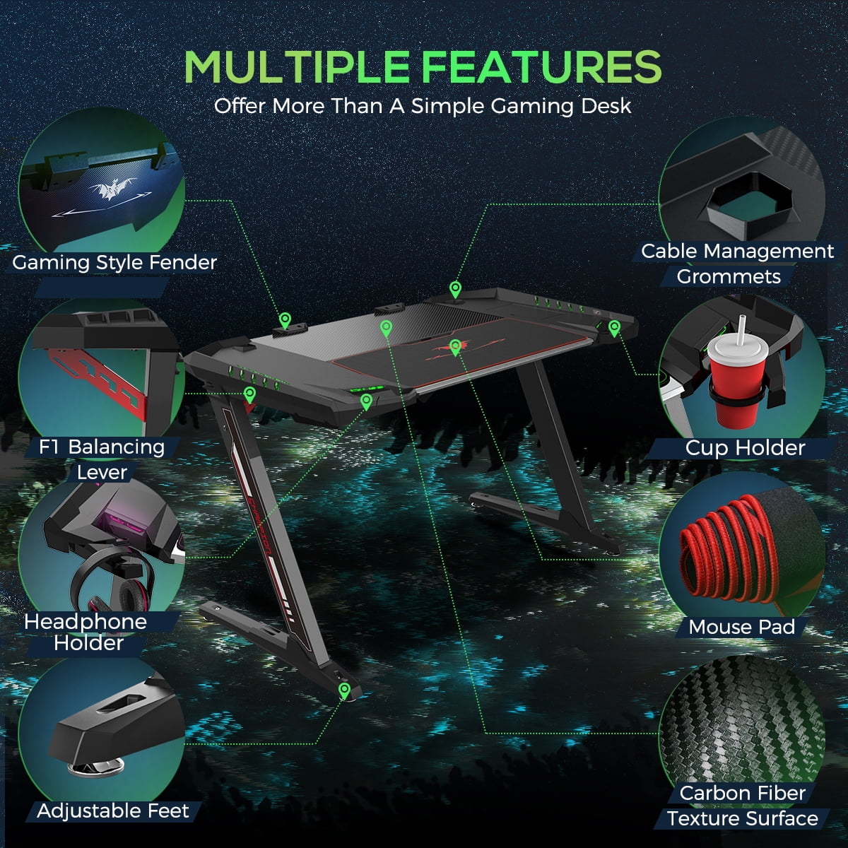 Eureka ergonomic pc gaming desk black z2 deals