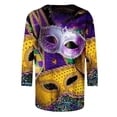 thumbnail image 4 of XMHJSMD 2024 Mardi Shirt for Women Carnival Themed Outfit Party Graphic 3/4 Sleeve Tunic Tops Crewneck Blouse Tshirt Women's Plus Size Tops (Yellow,Xxxl), 4 of 5
