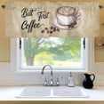 thumbnail image 6 of but First Coffee Window Valance for Kitchen, Farmhouse Latte Hot Drink Bean Brown Mottled Rod Pocket Short Curtain for Small Windows, Light Filtering Decorative Valance, 56 x 16 Inch, 1 Panel, 6 of 9