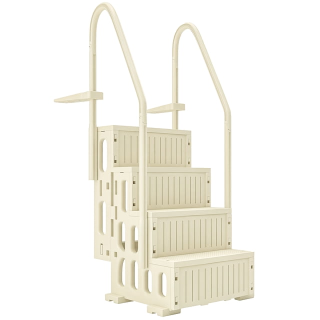 Outsunny Swimming Pool Ladder Adjustable 4-Step, Cream White