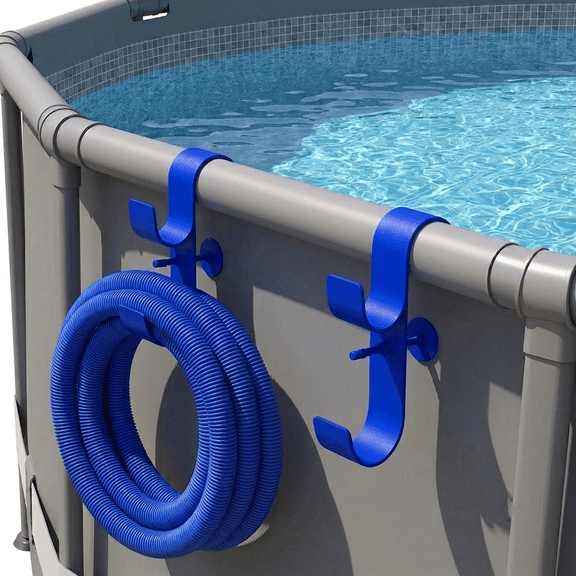 Swimming Pool Pipe Hook, Double Hook Metal Frame for Above Ground Pool Accessories, Diameter Fit, for Skimmer Nets, Brushes, and Inflatables, 1-Pack