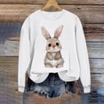 thumbnail image 2 of Penkiiy Chemises de Pâques pour Femmes 2024 Manches Longues Mignon Lapin Col Rond Chandail en Molleton Graphique Lapin Décontracté Été Blouse Tunique Hauts 2TG Blanc, 2 of 6
