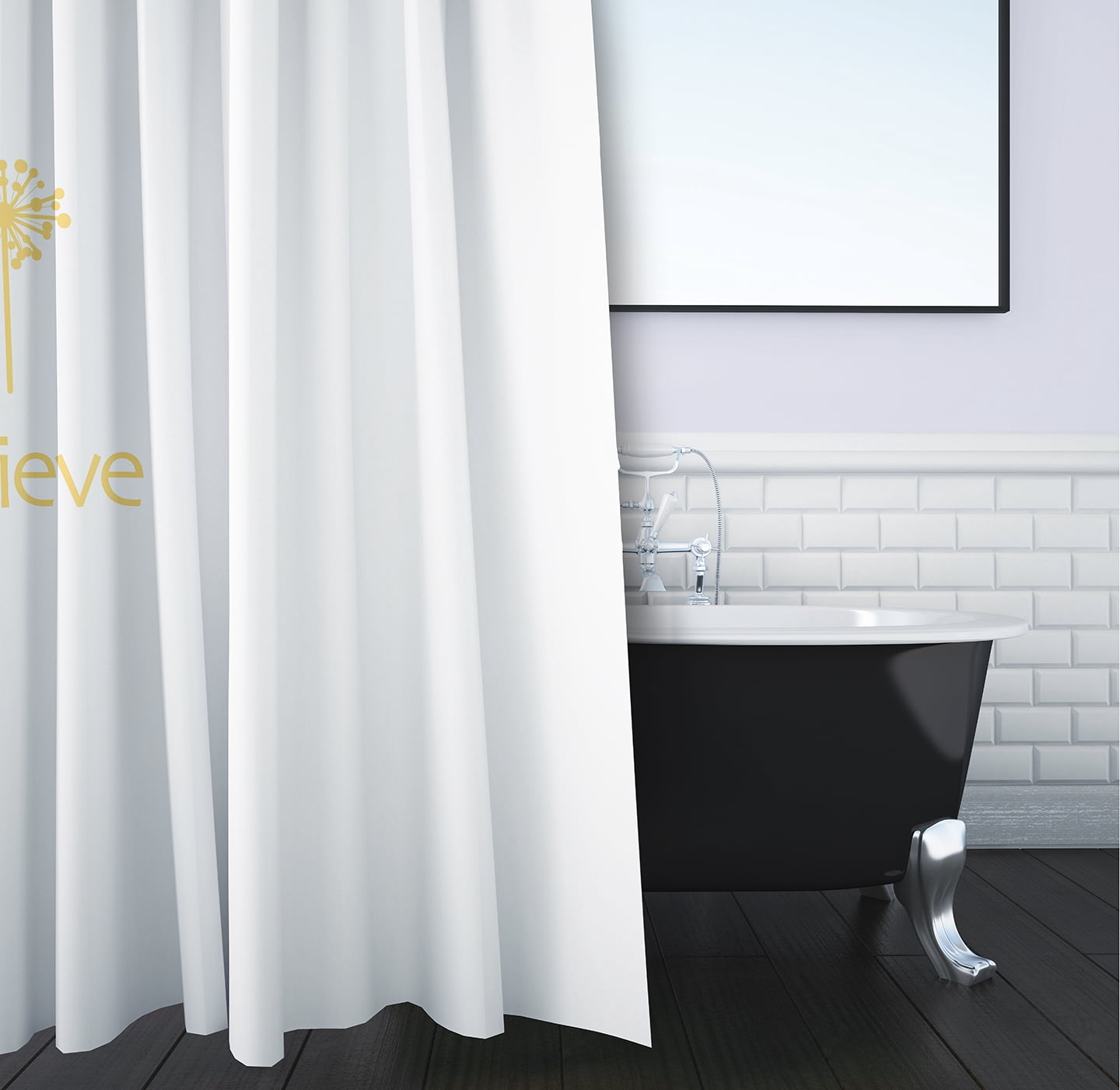 Simply Daisy 71" x 74" Make a Wish Word Print Shower Curtain
