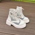 thumbnail image 4 of Jamicy Ankle Boots for Women Solid Color Mid Heel Booties Goth Round Toe Mesh Cutout Boots Women Lace Up Motorcycle Wedges, 4 of 9