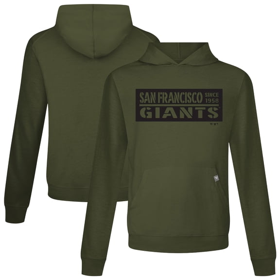 Men's Levelwear Olive San Francisco Giants 2026 Armed Forces Day Relay Garrison Long Sleeve Hooded T-Shirt