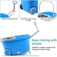 thumbnail image 4 of Spin Mop and Bucket with Wringer Set On Wheels, 360° Spinning Mop Bucket System for Floor Cleaning, 3 Microfiber Mop Replacement Head Refills, 61" Stainless Steel Adjustable Handle for Home Blue, 4 of 7
