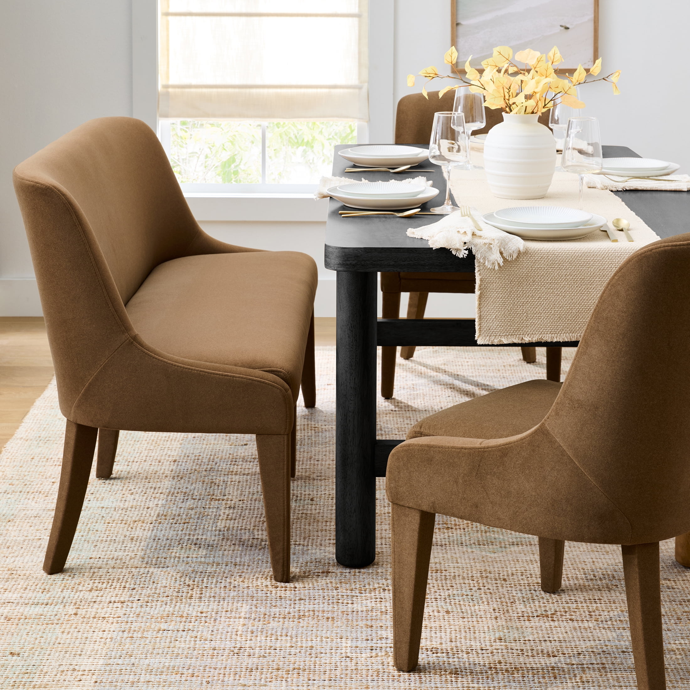 Better Homes & Gardens Windsor Upholstered Dining Chair 2 Pack, Tobacco