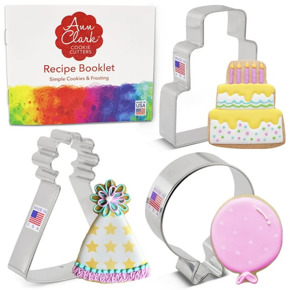 Ann Clark Birthday Cookie Cutter Set, 3-Piece, Made in USA