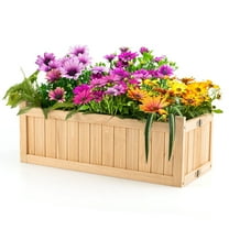 Gymax Outdoor Wooden Planter Box Folding Raised Garden Plant Container w/ Drainage Hole