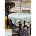 thumbnail image 4 of Outdoor Tablecloth with Umbrella Hole and Zipper, Easter Square Table Cloth 60x60 Inch Waterproof Tablecloth, Spring Eggs Eucalyptus Branch Floral Wooden Picnic Table Cover for Patio Camping, 4 of 7