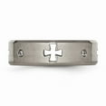 thumbnail image 3 of Grey Titanium Ring Band Wedding Diamond Celtic Cross Cut Out with Diamond 7mm Brushed Polished, 3 of 7