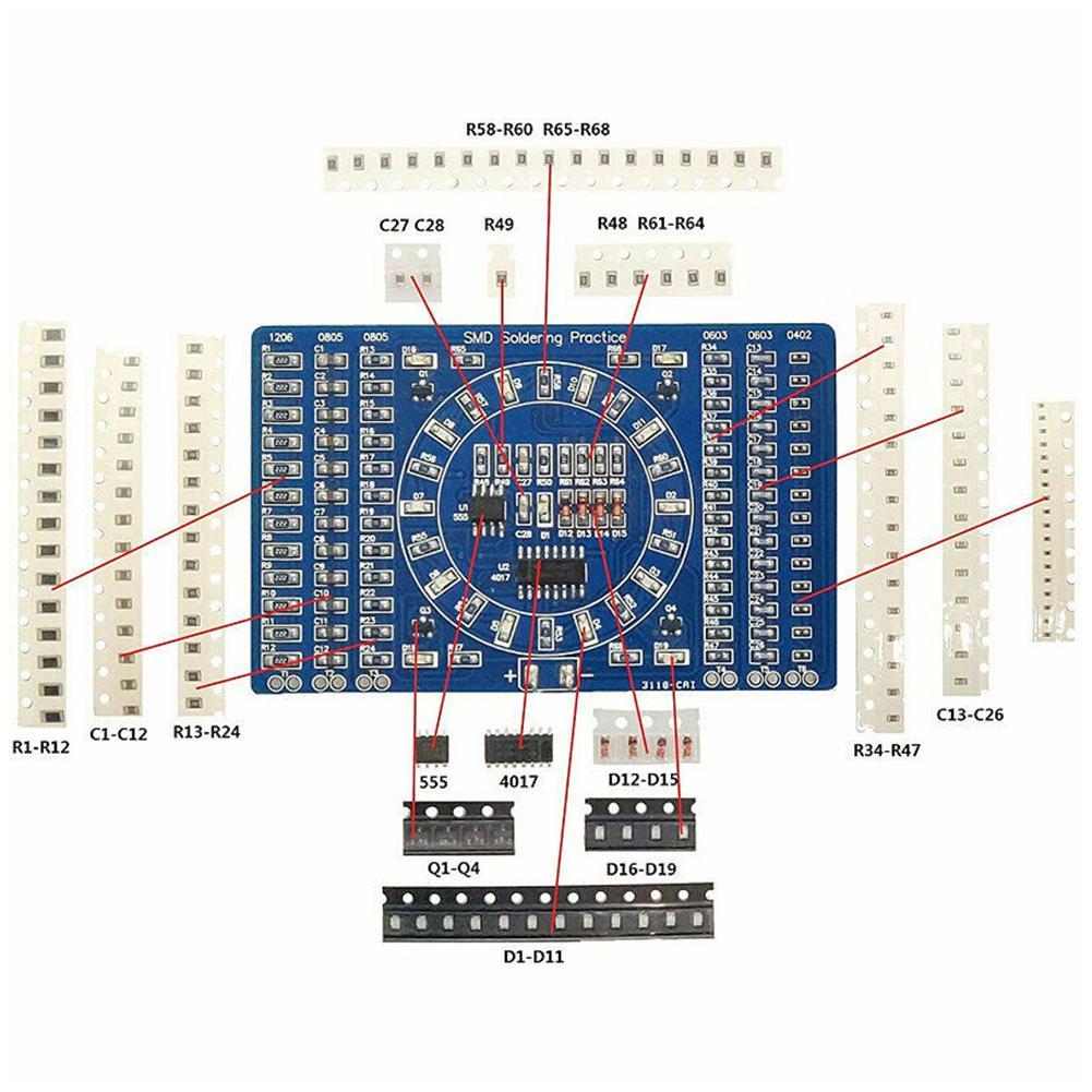 thumbnail image 2 of Soldering Practice Set With Heart Shaped RGBs LED Lights Educational Electronic Kits For Students And Hobbyists 2 of 10