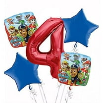 Paw Patrol Balloon Bouquet 4th Birthday 5 pcs - Party Supplies