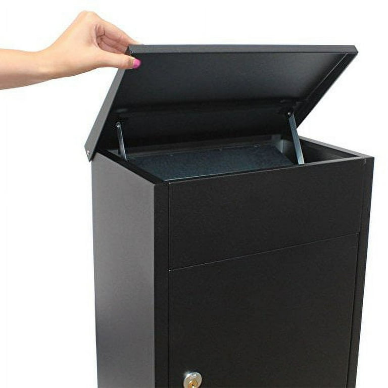Allux 500 Black Wall Mount Locking Mail Parcel Drop Box Allux 500 Black Wall Mount Locking Mail Parcel Drop Box