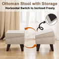 thumbnail image 3 of FAGAGA Small Storage Ottoman, Adjustable Foot Stool for Living Room, Step Stool Ottoman with Storage, Upholstered Linen Foot Rest for Bedroom, Dorm | Beige, 3 of 10