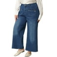 thumbnail image 4 of Agnes Orinda Women's Plus Size Wide Leg Jeans Washed Palazzo Trouser Denim Pants 3X Medium Blue, 4 of 5