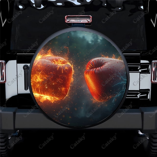 Two Fists Hitting Polyester Universal Spare Wheel Tire Cover Custom Tire-Covers for Trailer RV SUV Truck Camper
