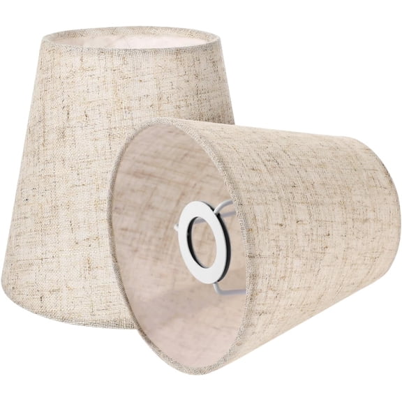 ABPETE 2pcs Fabric Lampshades, Small Lamp Shade for Table Lamps, Replacement Linen Lamp Shades, Barrel Cloth Lamp, Clip On Bulb Lampshade