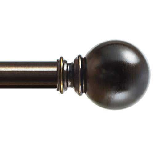 KAMANINA 1-Inch Curtain Rod Marbled Finial,  36" to 144", Bronze Rod 