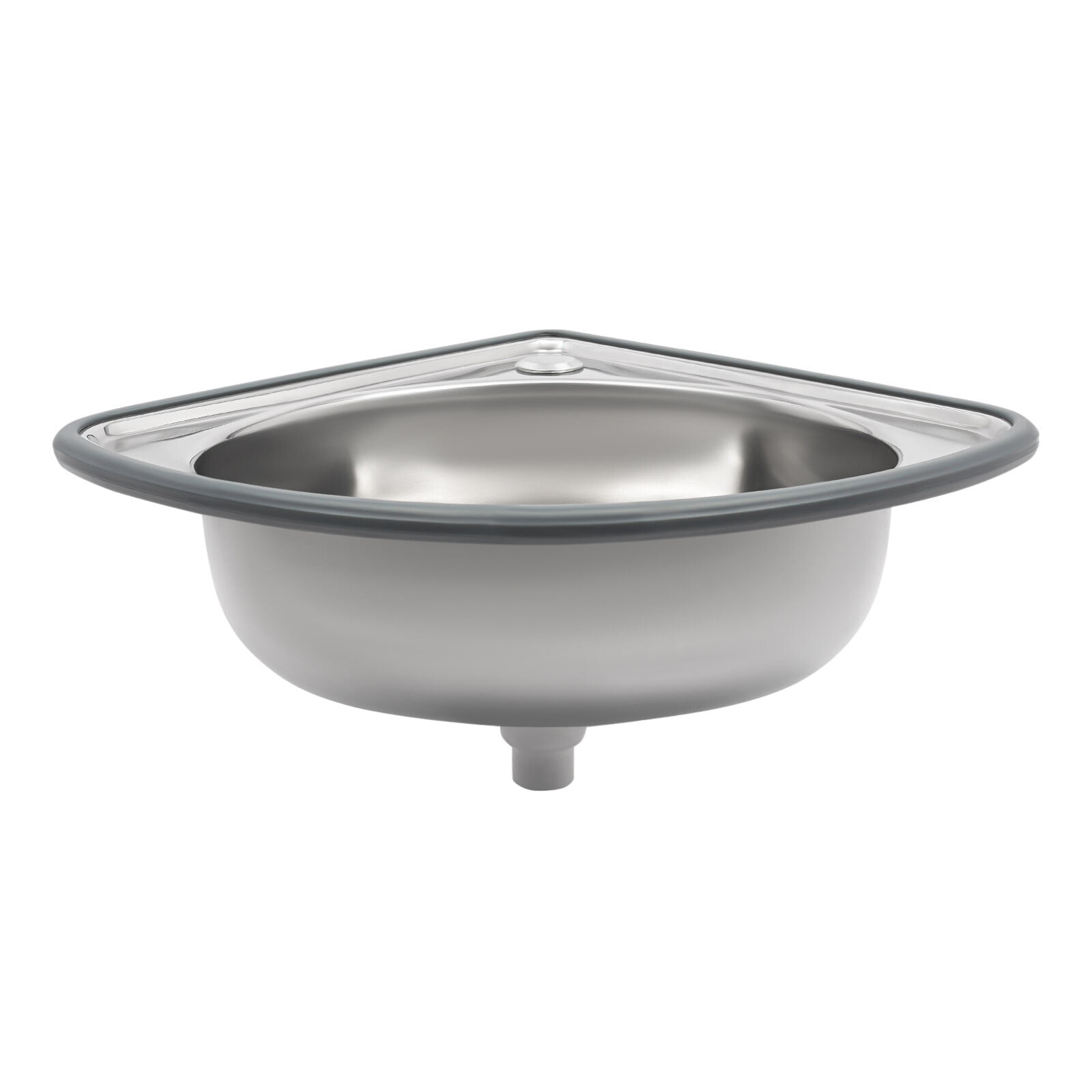 ToppiJoy Stainless Steel Single Bowl Sink, Triangle Wash Basin Thick Small Sink Corner for Kitchen Bathroom Lavatory (Silver)
