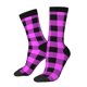 thumbnail image 1 of Fotbe Purple Black Buffalo Plaid Calcetas Largas con Estampado para Hombre y Mujer – Calcetas de Compresión Transpirables y Elásticas, Viajar y Uso Diario Talla 5-11, 1 of 6
