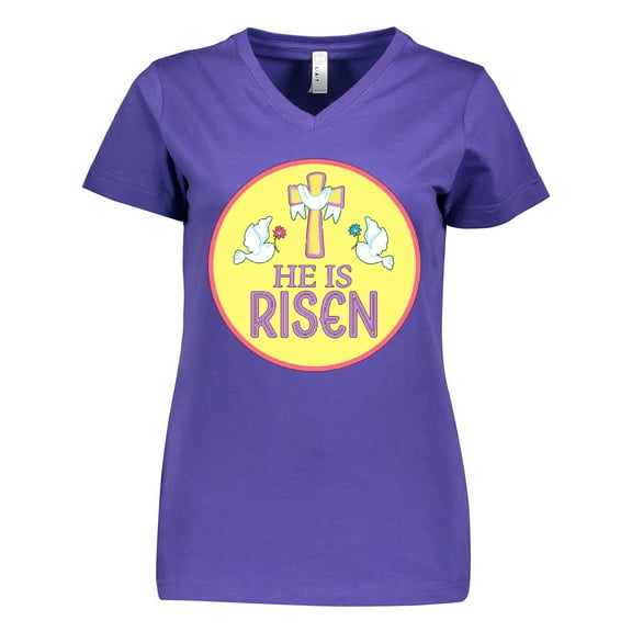 Inktastic He is Risen for Easter Women's V-Neck T-Shirt