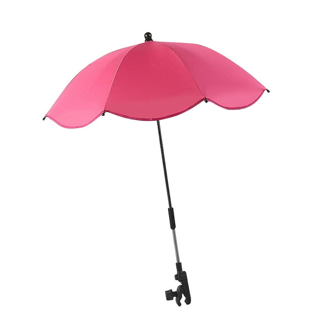 Sombrilla para cochecito, sombrilla plegable de moda, fácil de instalar, con abrazadera para carrito, para viajes, niños y exteriores. rojo