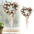 thumbnail image 2 of Front Door Wreath Back Garden Rose Artificial Flower Heart Wreath with Ribbon San Valentín Decor Easter Wreath Easter Door Wreath Holiday Door Wreath Floral Wreath Decor Spring Wreath, 2 of 9
