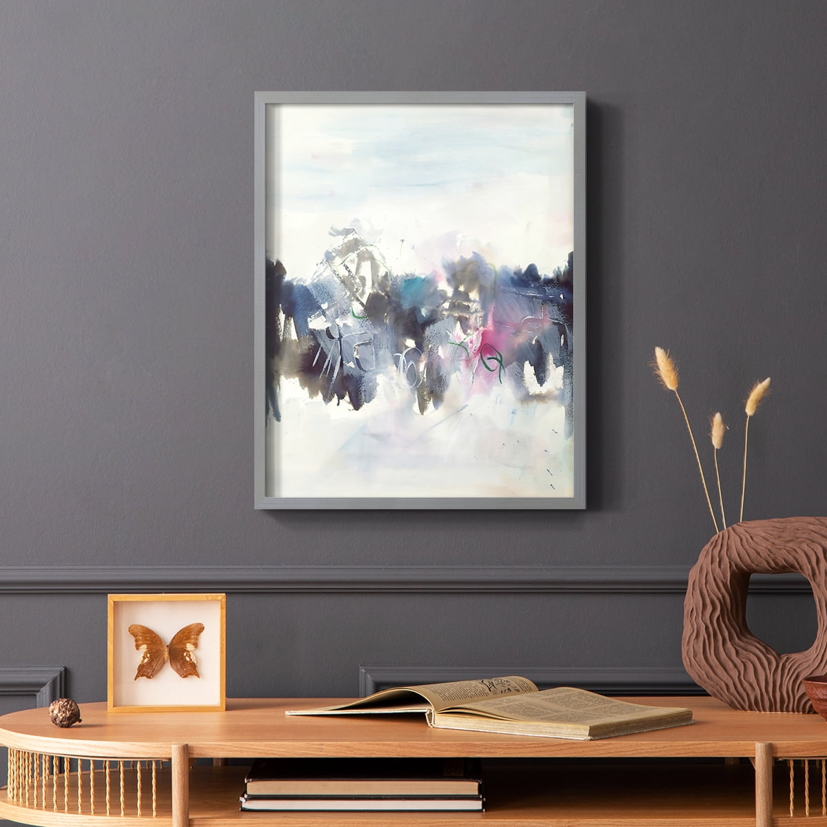 Birds II Framed Print in Gray Solid Wood Framed Print No Nail Hanging