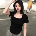 thumbnail image 5 of Blusa de cuello cuadrado, camiseta de manga corta, camiseta de manga corta, camiseta básica sin costuras, fiel a su promesa, 5 of 5