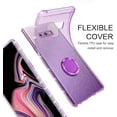 thumbnail image 2 of Galaxy Note 9 Case, Clear Slim Rhinestone Bumper 360° Ring Holder Kickstand Soft Rubber Cover Phone Case for Samsung Galaxy Note 9, Glitter Purple, 2 of 8