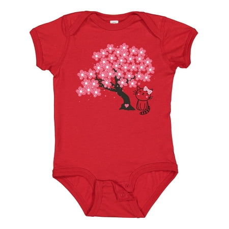 

Inktastic Japanese Cherry Tree Kitty Cat Gift Baby Girl Bodysuit