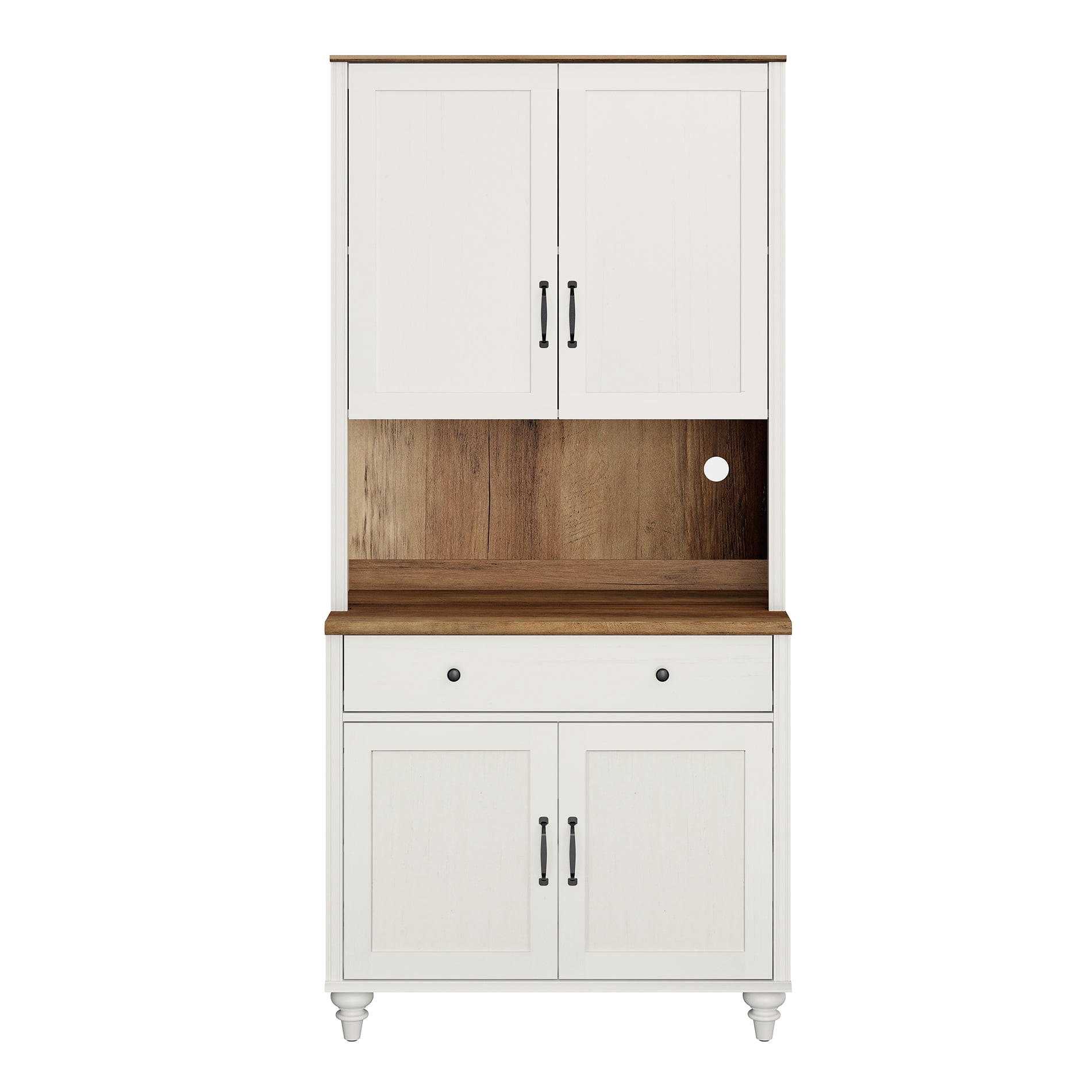 White Farmhouse Bookcase, Bookshelf with Ample Storage Cabinet, Library Wooden Bookshelves for Living Room, Office, Study Room