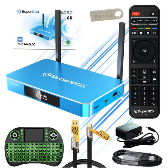 Authorised Latest Superbox S7max 2025 Fully Loaded, 4GB RAM 64GB Storage, S7max Smart TV Box with Voice Remote, 6K HDMI, 7-day Time Shift & Parental Controls, Easy Setup Guide