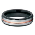 thumbnail image 3 of 6mm Brushed Silver Tungsten Carbide Wedding Ring Rose Gold Groove Black Inlay Unisex Band 10, 3 of 4