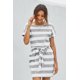 thumbnail image 2 of ABPHQTO Vestido Camiseta de Mujer Bolsillo Rayas Grises con Cinturón, 2 of 5