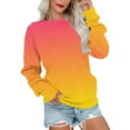 thumbnail image 1 of Rbaofujie Chandails pour Femmes Col Rond Mode Décontractée Manches Longues Sweat Imprimé Blouse Orange Graphique Chandails à Capuchon, 1 of 3