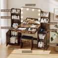thumbnail image 7 of Akaber Makeup Vanity Desk with Chair, 53" Brown Vanity Set with Mirror and Lights, Charging Station for Bedroom, 7 of 7