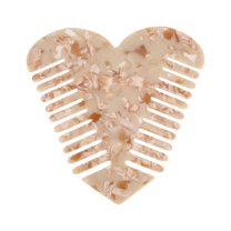 Unique Bargains 1 Pc Heart-shaped Hair Comb White Brown Acetate Sheet