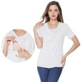 thumbnail image 2 of Youmylove Women Maternity Regular Solid Color Hem Tee Shirt Casual Short Sleeve O-Neck Basic Nursed T-Shirt Top Breastfeeding Female Stylish Pregnant Clothes, 2 of 8